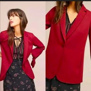💄ANTHROPOLOGIE NWT Tied Sleeve Bow Blazer Wine 00